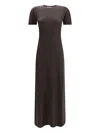 Ferragamo Short-sleeves Maxi Dress In Brown