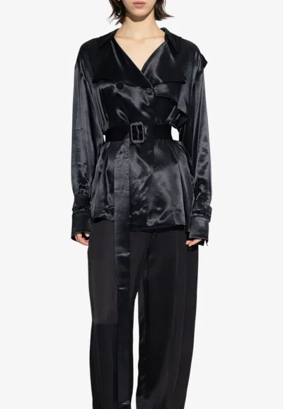 Ferragamo Short Tailored Coat In Black