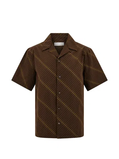 Ferragamo Short-sleeve Bowling Shirt In Brown