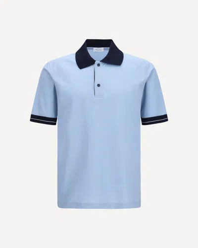 Ferragamo Short Sleeve Polo Shirt In Blue