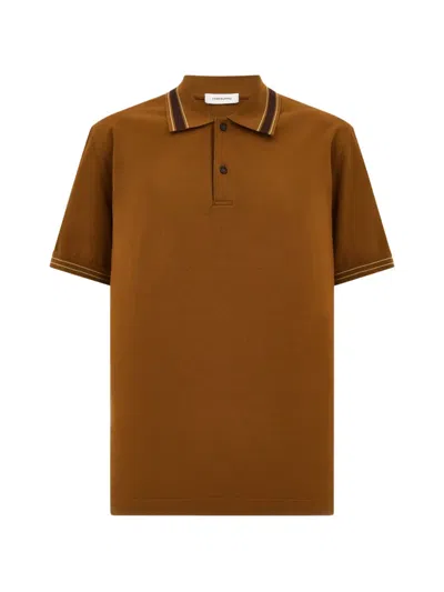Ferragamo Short-sleeve Polo Shirt In Orange