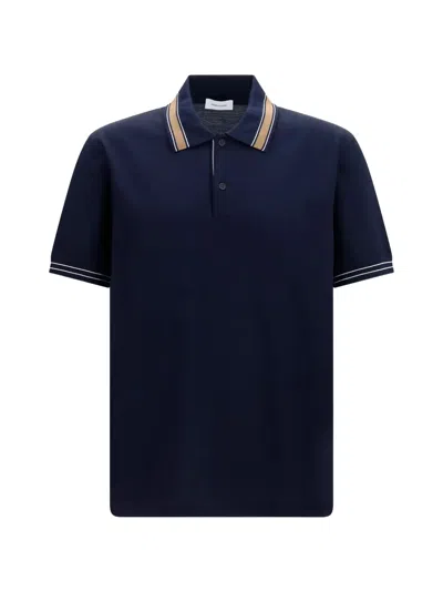 Ferragamo Short-sleeve Tipped-trim Polo Shirt In Blue