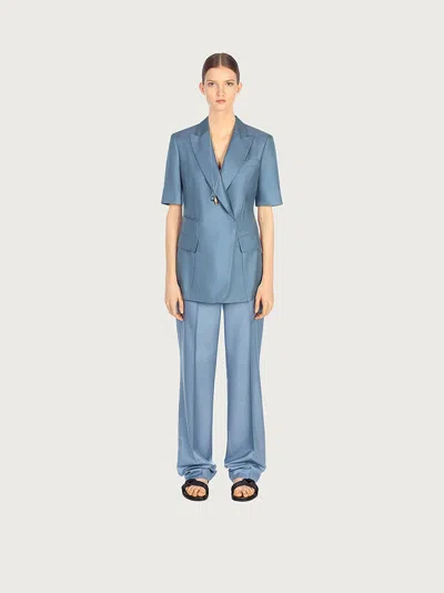 Ferragamo Short-sleeved Tailored Blazer In Blue
