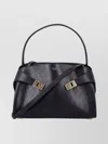 Ferragamo Hug Soft Bicolor Shoulder Bag In Calfskin In Black