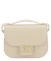 Ferragamo Geometric Lines Leather Shoulder Bag In Beige