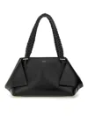 Ferragamo Medium Leather Handbag Structured Shape In Black