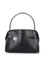 Ferragamo Structured Leather Shoulder Bag In Black