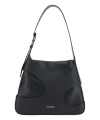 Ferragamo Calfskin Hobo Shoulder Bag With Asymmetric Cut-outs In Black