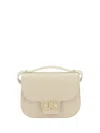 Ferragamo Geometric Lines Leather Shoulder Bag In Black