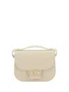 Ferragamo Geometric Lines Leather Shoulder Bag In Black