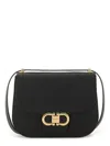 Ferragamo Geometric Lines Leather Shoulder Bag In Black
