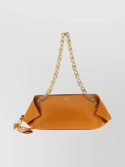 Ferragamo Shoulder Bag Featuring Chain Strap In Orange