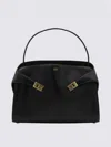 Ferragamo Leather Hug M Handbag With Metal Accents In Black