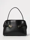 Ferragamo Hug Black Shoulder Bag With Logo Print On The Front In Leather Woman In Multi