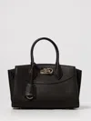 Ferragamo Structured Shoulder Bag Adjustable Strap In Black