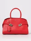 Ferragamo Hug Small Leather Top Handle Bag In Red