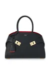 Ferragamo Structured Shoulder Bag With Smooth Texture And Minimalist Design In Black