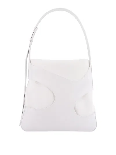 Ferragamo Shoulder Bag In Leather And Canvas In White