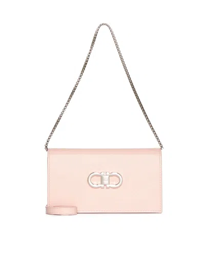 Ferragamo Shoulder Bag In Nylund Pink || Optic-white