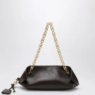 FERRAGAMO FERRAGAMO SHOULDER BAG S IN DARK BROWN LEATHER WOMEN