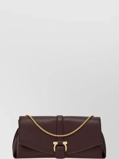 Ferragamo Shoulder Bag With Chain Strap And Gold-tone Hardware In Brown