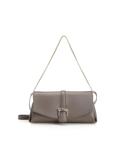 Ferragamo Shoulder Bag With Front Flap In Gray