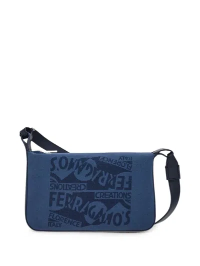 Ferragamo Shoulder Bag With Logo In Blue