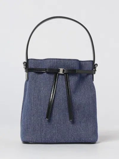 Ferragamo Mini Bow-detail Bucket Bag In Blue