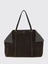 Ferragamo Women Brown Tote Bag With Folded Angles And Embossed Logo Lettering On The Front In Suede In Brown