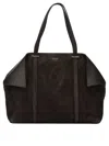 Ferragamo Women Brown Tote Bag With Folded Angles And Embossed Logo Lettering On The Front In Suede In Brown