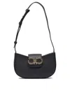 Ferragamo Gabry Black Calf Leather Shoulder Bag