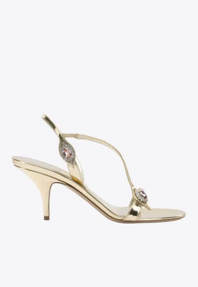 Ferragamo Sibilla 70 Crystal Embellished Sandals In Gold
