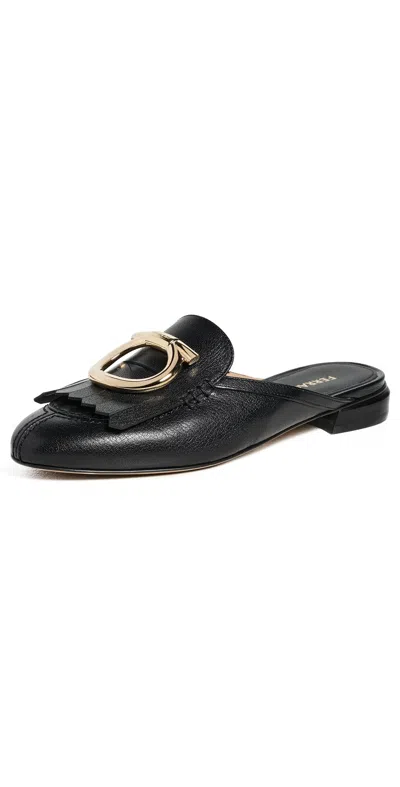 Ferragamo Sibilly Flats Nero/biscotto In Black
