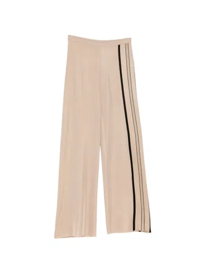 Ferragamo Side-stripe Palazzo Pants In Neutral