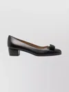 Ferragamo Signature Bow Pumps With Low Block Heel In Black