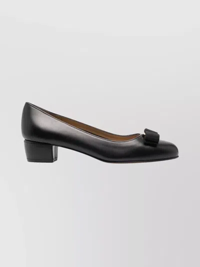 FERRAGAMO SIGNATURE BOW PUMPS WITH LOW BLOCK HEEL