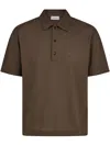 Ferragamo Signature Cotton Polo Shirt In Brown
