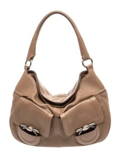 Pre-owned Ferragamo Signature Hobo In Brown