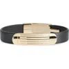 Ferragamo Signature Id Bracelet In Oro Chiaro/ Black