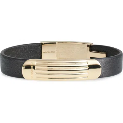 Ferragamo Signature Id Bracelet In Oro Chiaro/ Black