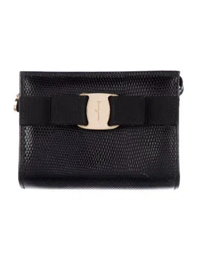 Pre-owned Ferragamo Signature Logo Leather Wallet In Black