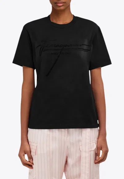 FERRAGAMO SIGNATURE LOGO PRINT T-SHIRT