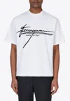 Ferragamo Signature Velvet Logo T-shirt In White