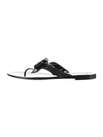 Pre-owned Ferragamo Signature Logo Rubber Flip Flops In Black
