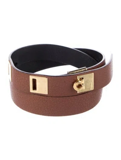 Pre-owned Ferragamo Signature Logo Skinny Waist Belt In Brown