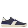 Ferragamo Panelled Calf Leather Sneakers With Contrasting Heel In Blue