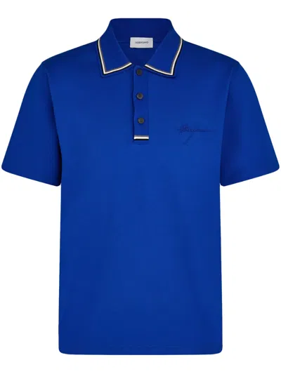 Ferragamo Signature Polo Shirt In Blue