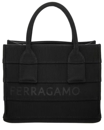 Ferragamo Salvatore  Logo Embroidered Tote Bag In Black