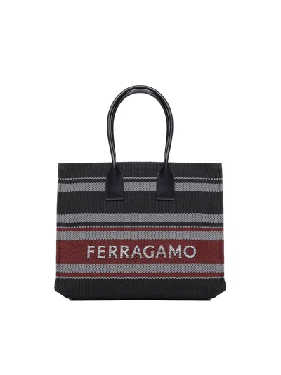 Ferragamo Signature Tote Bag In Black, Red