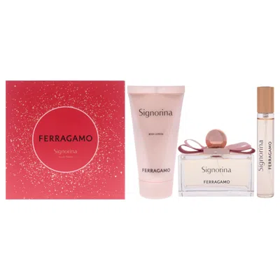 Ferragamo Signorina By Salvatore  For Women - 3 Pc Gift Set 3.4oz Edp Spray, 0.5oz Edp Spray, 1.7oz B